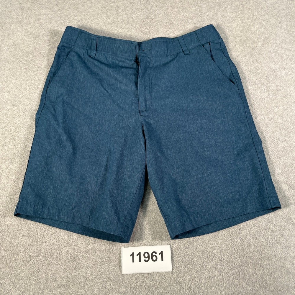 Swiss Tech Chino Shorts Mens 34 Heathered Blue Zip Fly Performance Hiking Summer